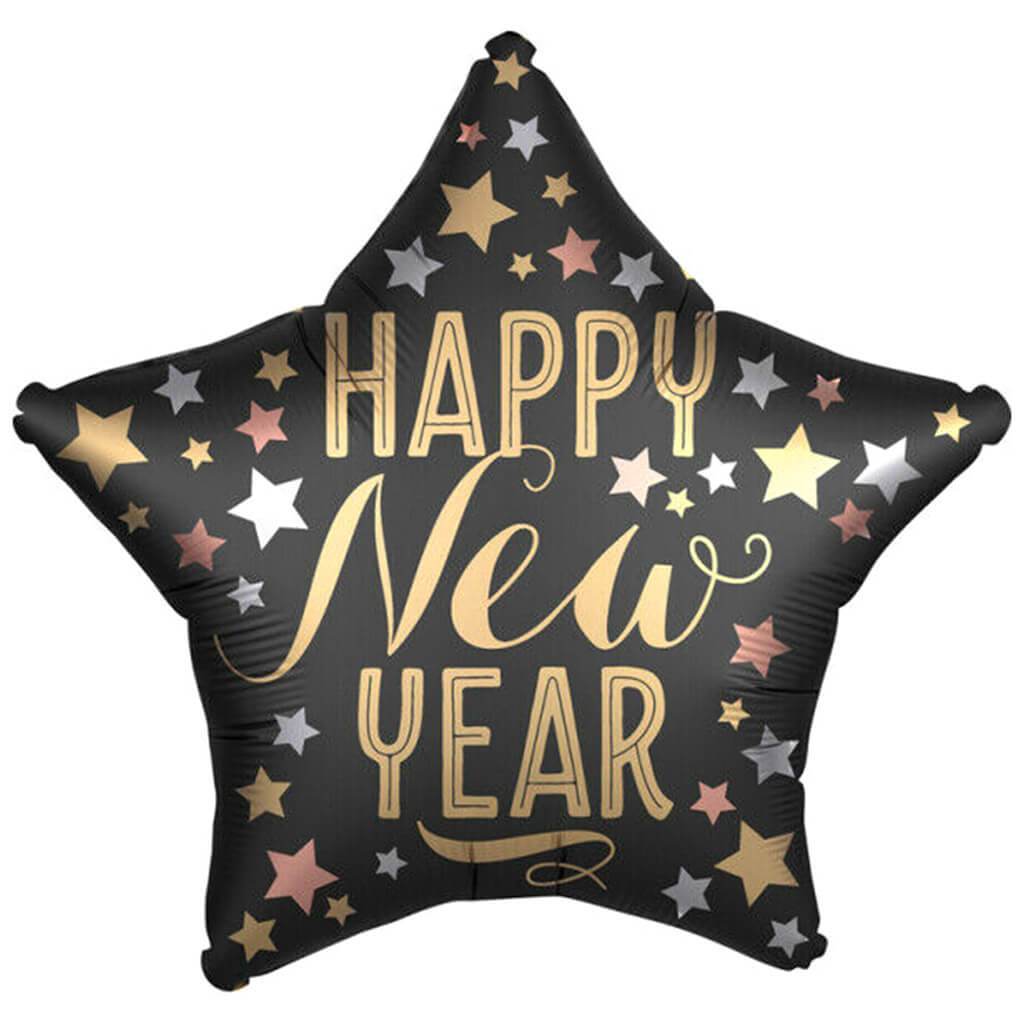 Foil Balloon Happy New Year with Stars 19in