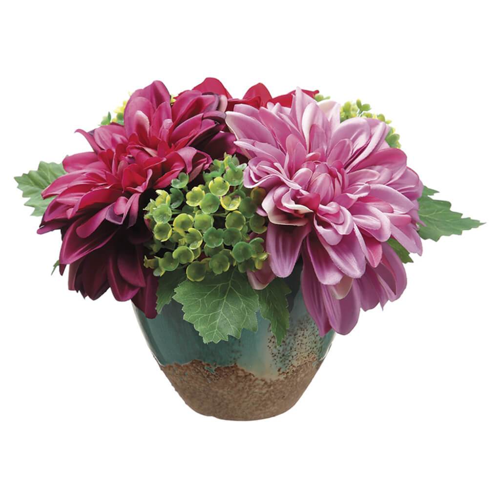 Dahlia in Ceramic Vase  Rubrum Purple 6.5in