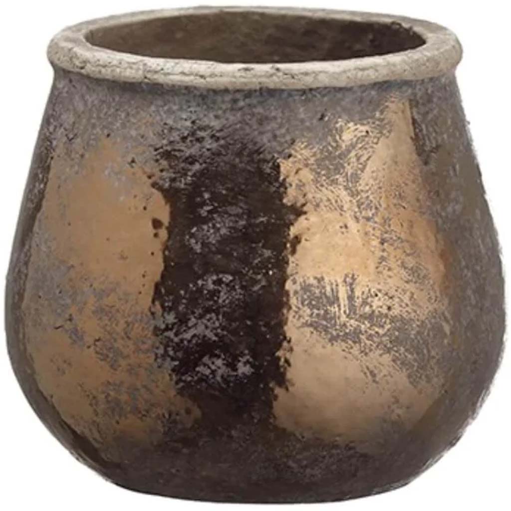 Stoneware Container Bronze 5.25inH x 6inD