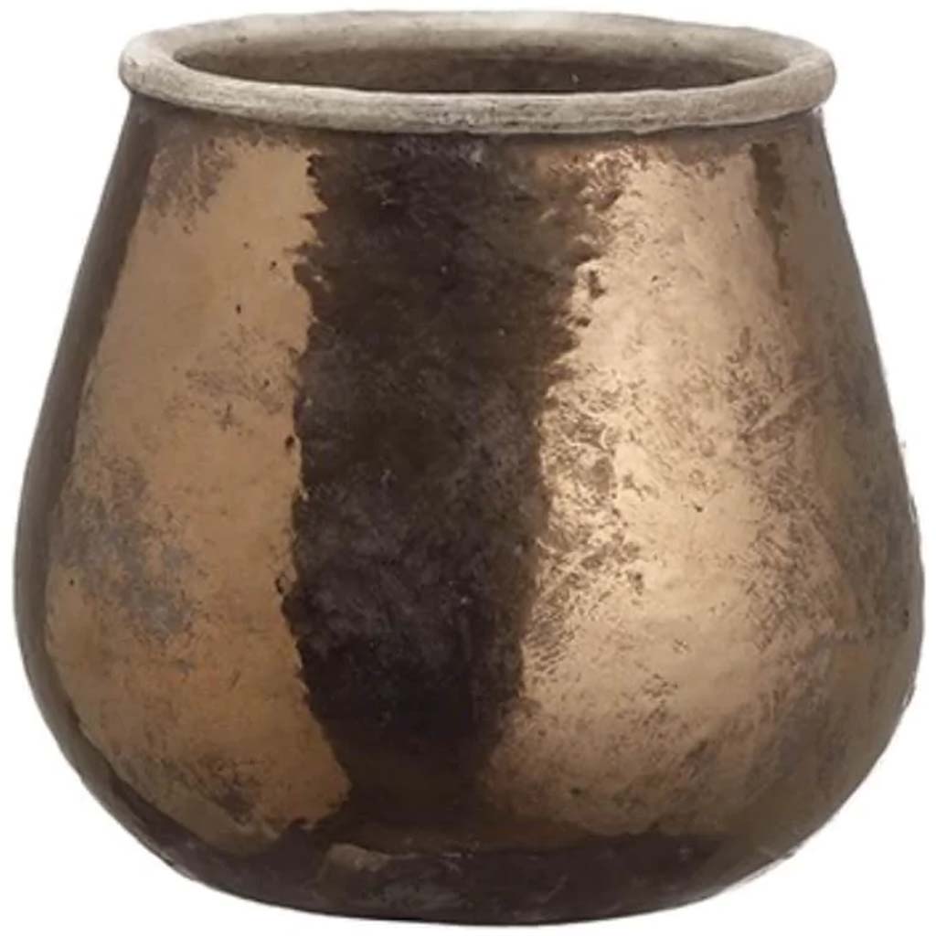 Stoneware Container Bronze 7.25inH x 8inD