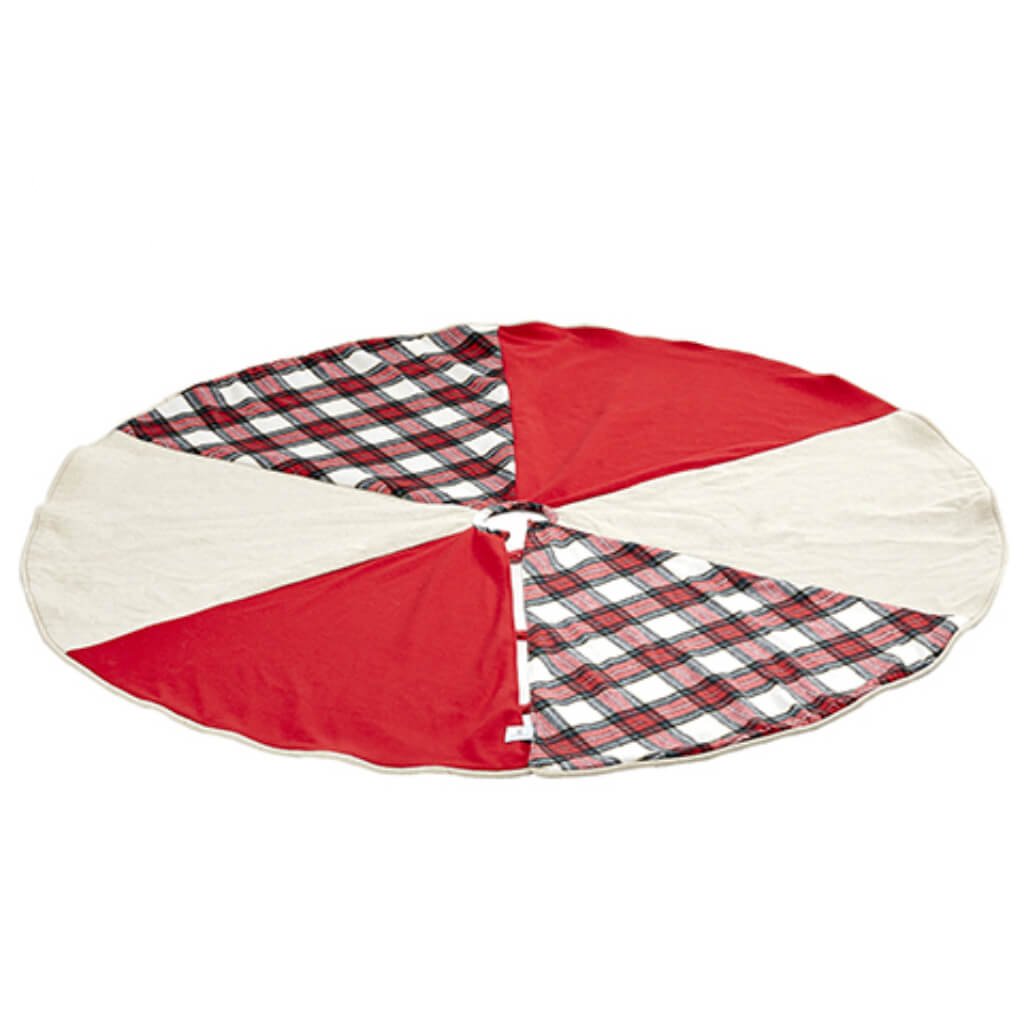 Plaid Tree Skirt Red Beige 54in