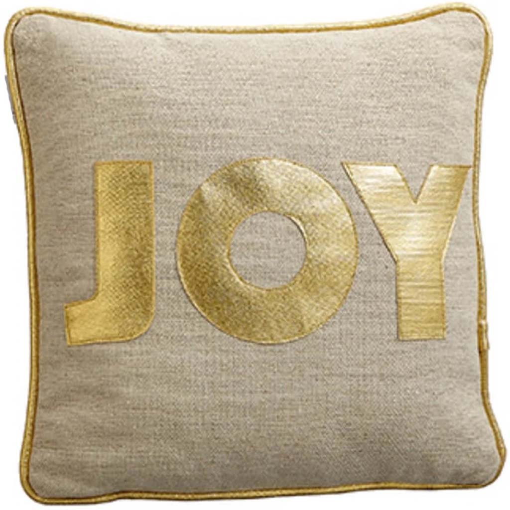 Joy Linen Pillow Gold Beige 16in x 16in