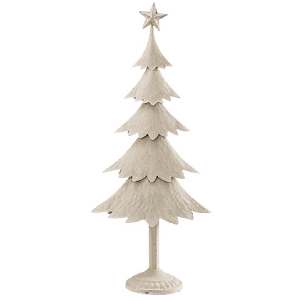 Snowed Metal Tree with Star White 28in