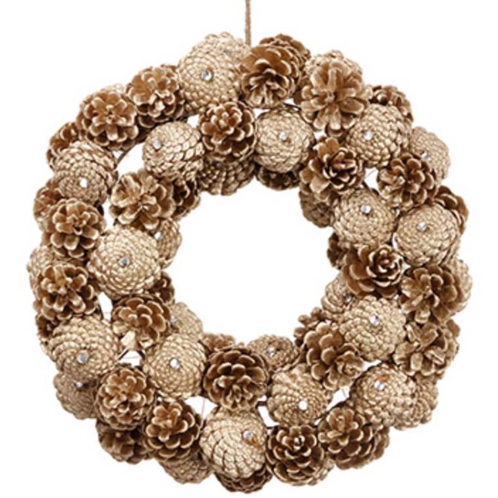 Glittered Rhinestone Wreath Champagne Clear 16in