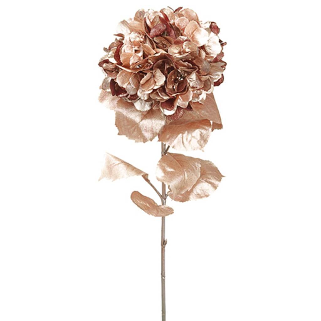 Large Metallic Hydrangea Spray Bronze Silver 47in