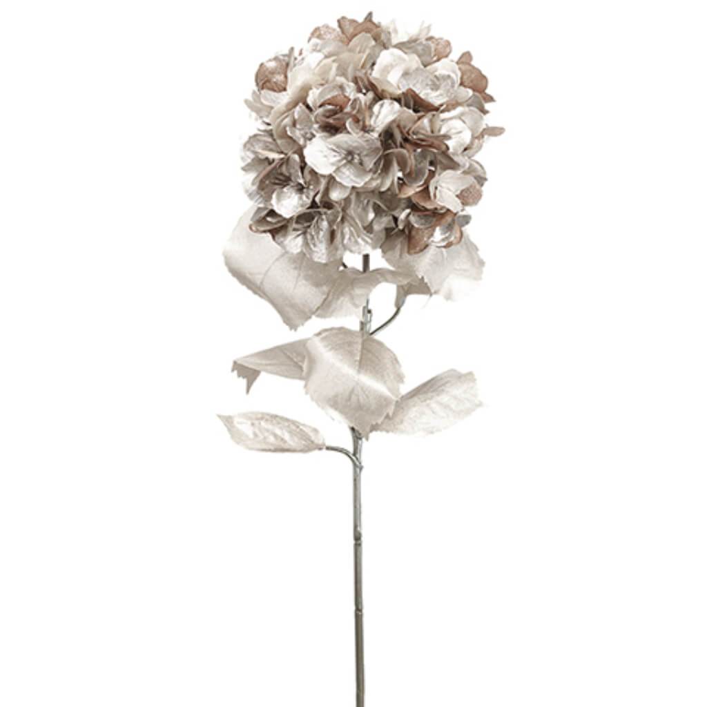 Large Metallic Hydrangea Spray Pewter Silver 47in