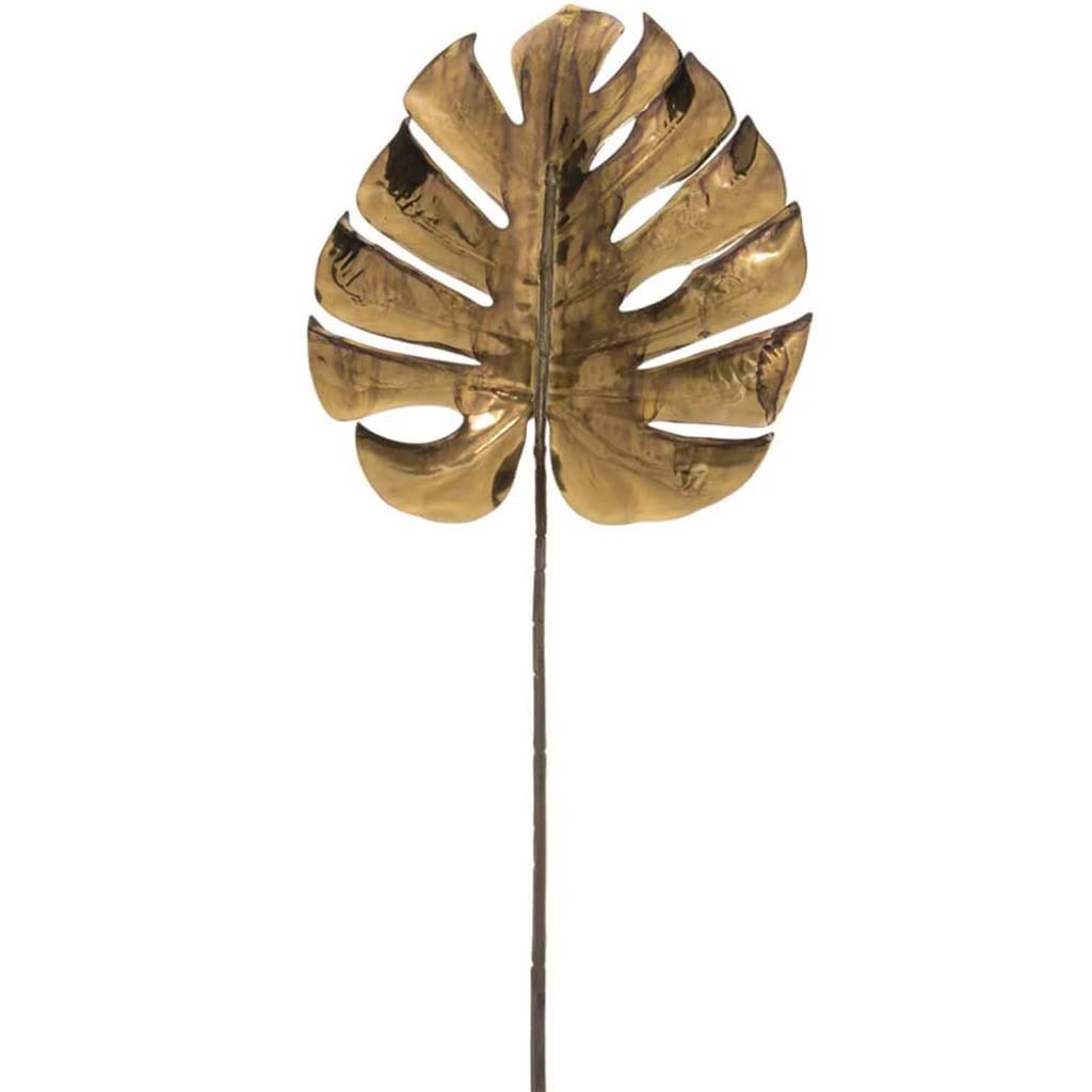 Metallic Monstera Leaf Spray Antique Bronze 29in