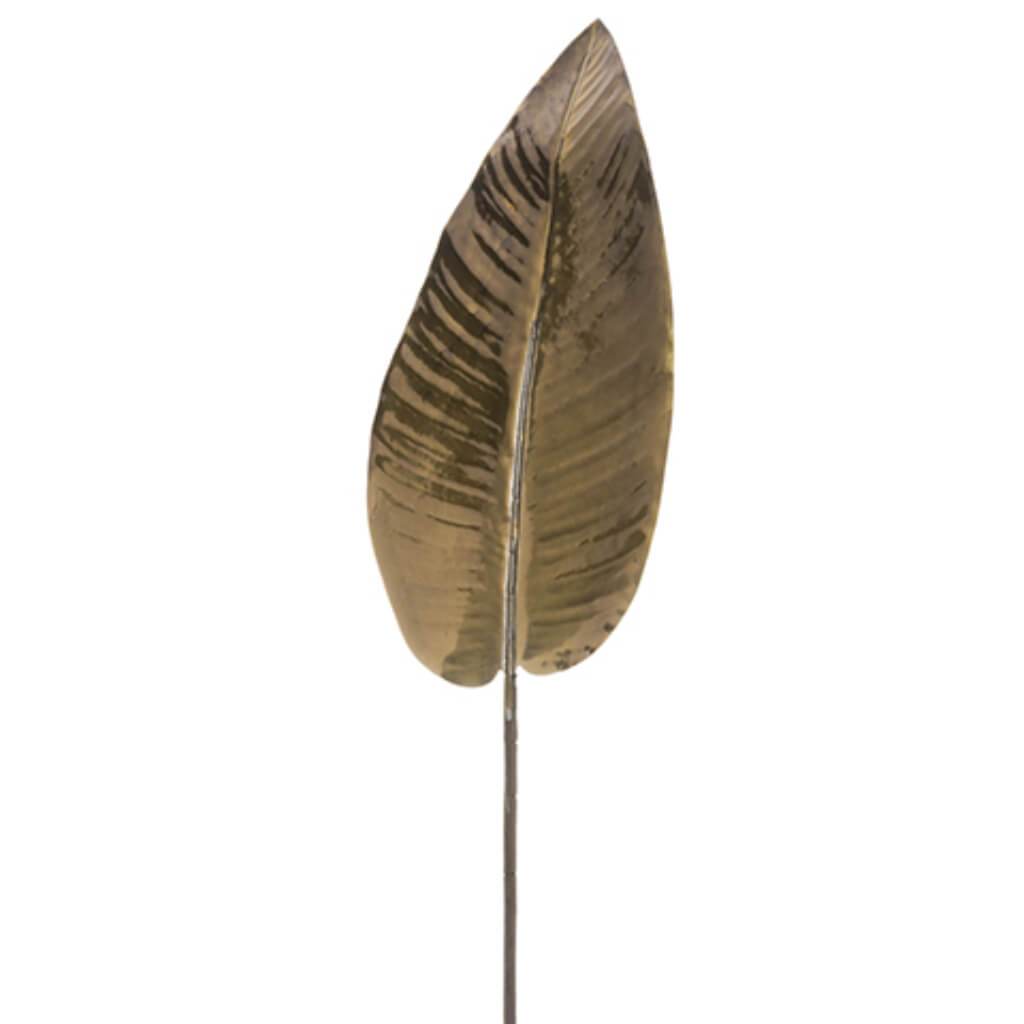 Metallic Canna Leaf Spray Antique Bronze 38in
