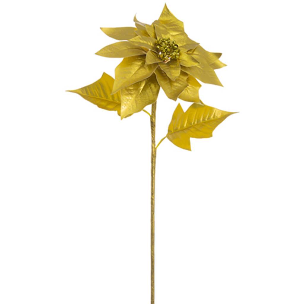 Metallic Poinsettia Spray Gold 30in