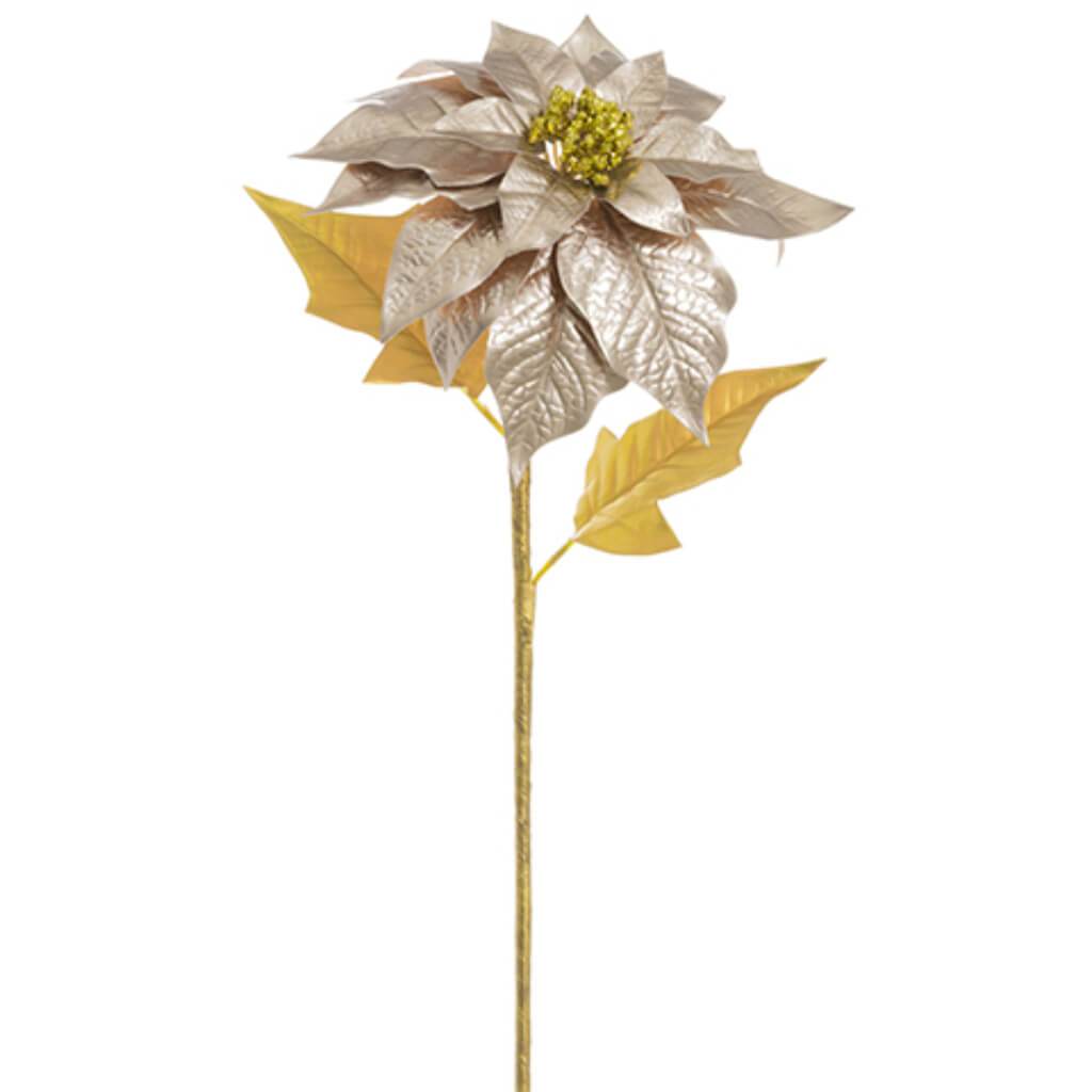 Metallic Poinsettia Spray  Rose Gold 30in