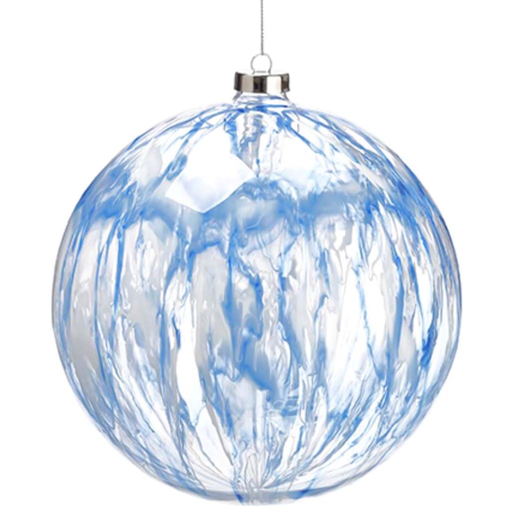 Glass Ball Ornament  Blue White 8in