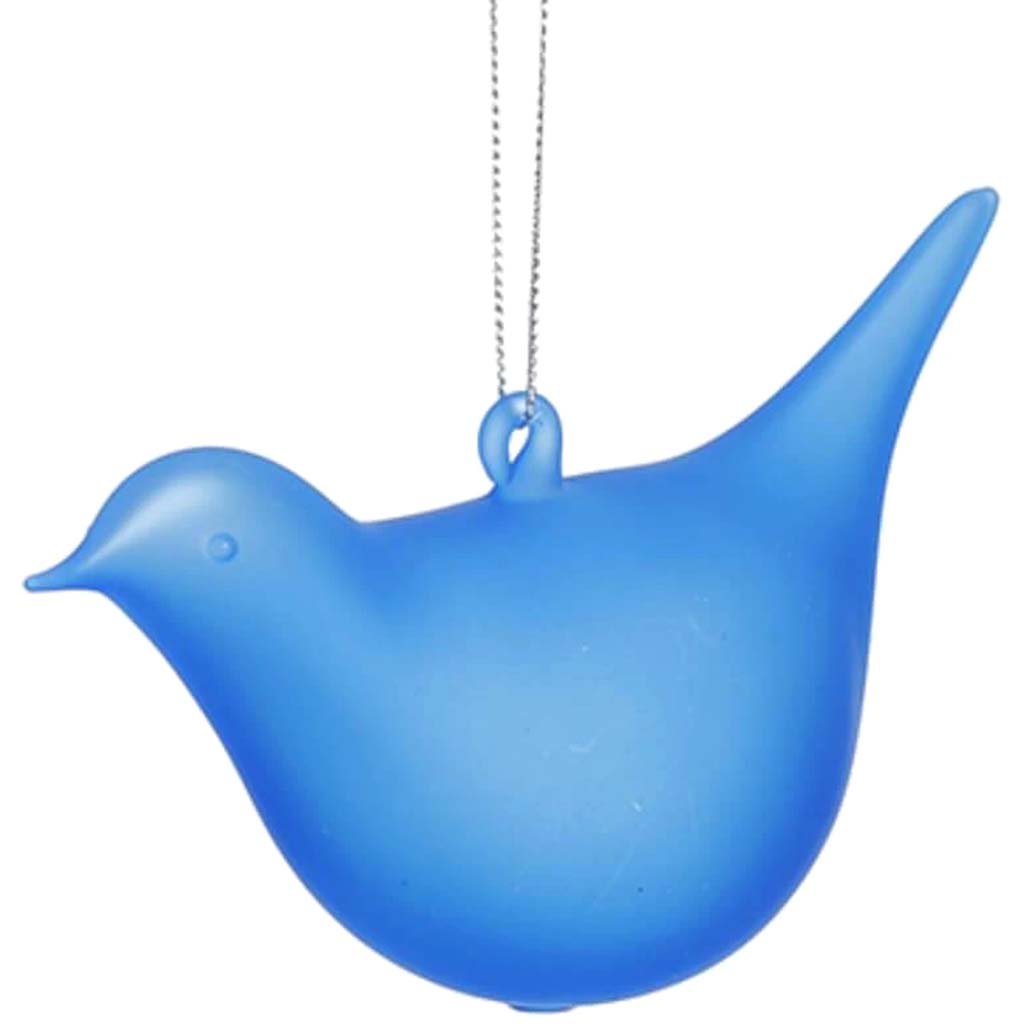 Glass Bird Ornament Blue 6in