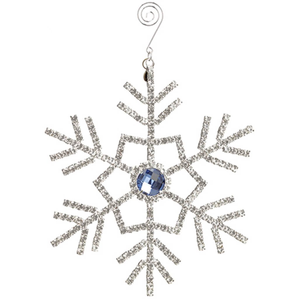 Rhinestone Snowflake Ornament Blue Clear 8in