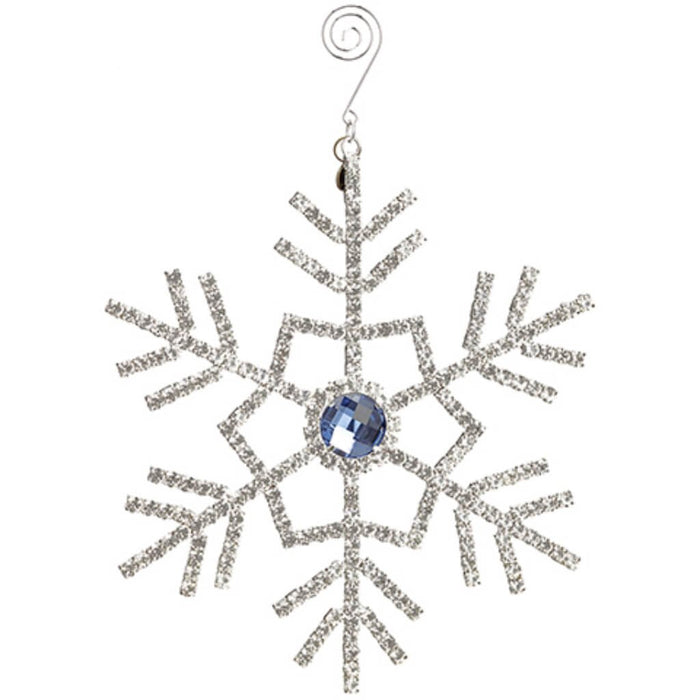 Rhinestone Snowflake Ornament Blue Clear 8in