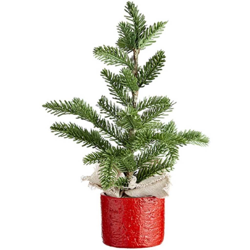 Pine Tree in Cement Pot Green 16in