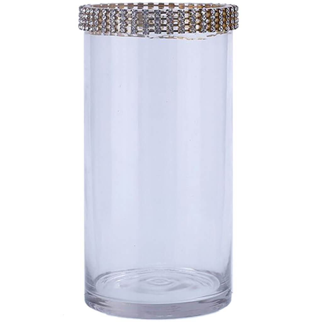 Clear Glass Vase, H:8in D:4in