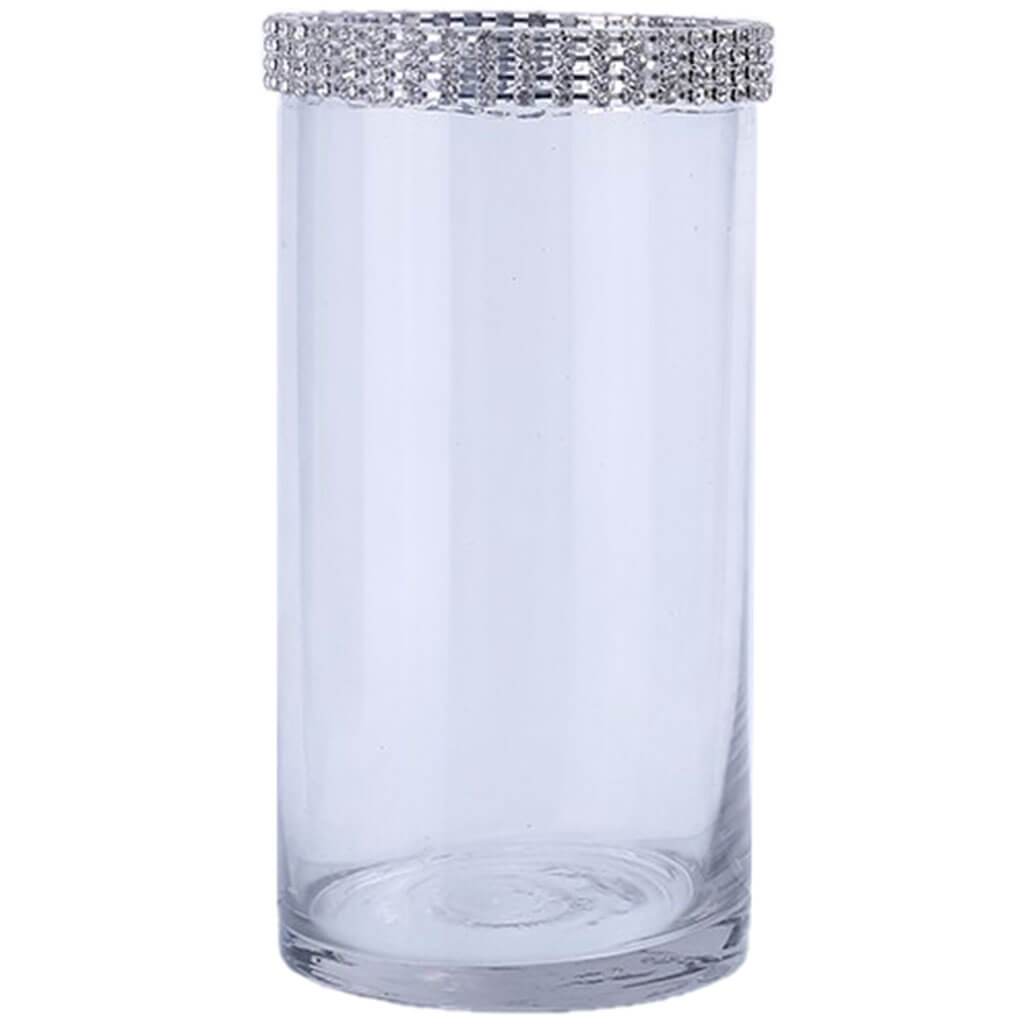 Clear Glass Vase, H:8in D:4in