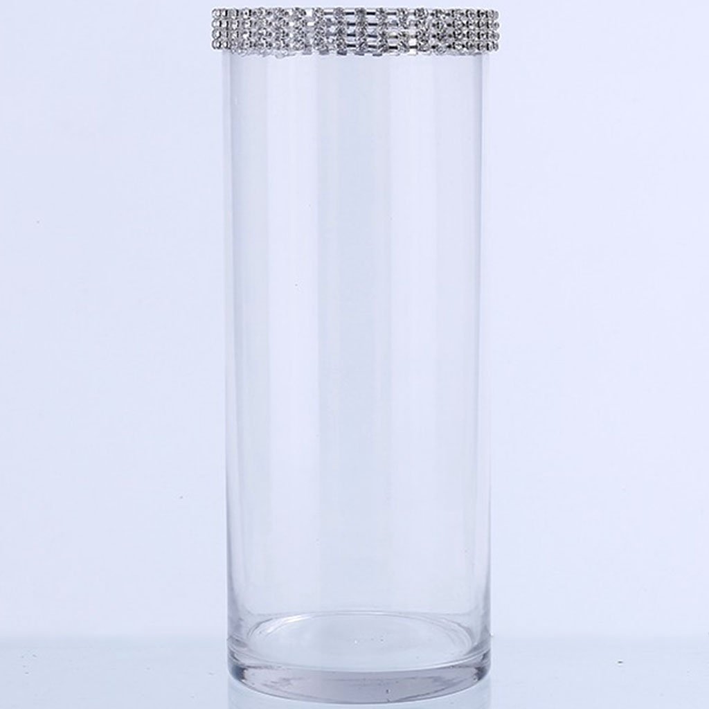 Clear Glass Vase, H:10in D:4in