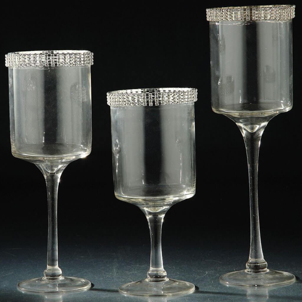 Clear Glass Accessory Set of 3, H:10in/12in/14in D:4in