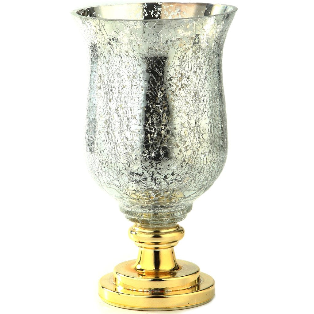 Silver Hurricane Vase, H:12in D:6.5in