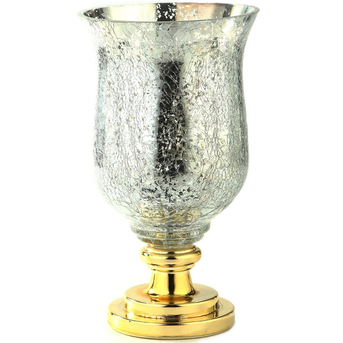 Silver Hurricane Vase, H:12in D:6.5in