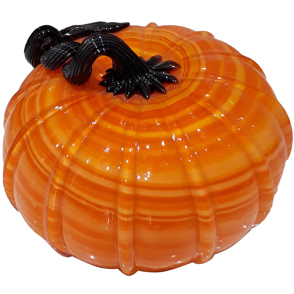 Glass Pumpkin H:6.5inD:9in