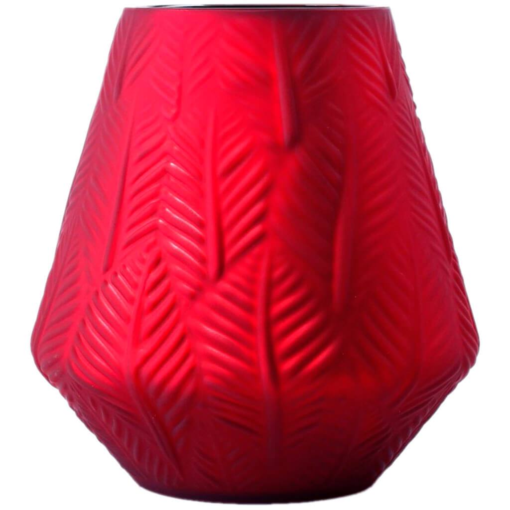 Red Glass Vase H:7inD:6.5in