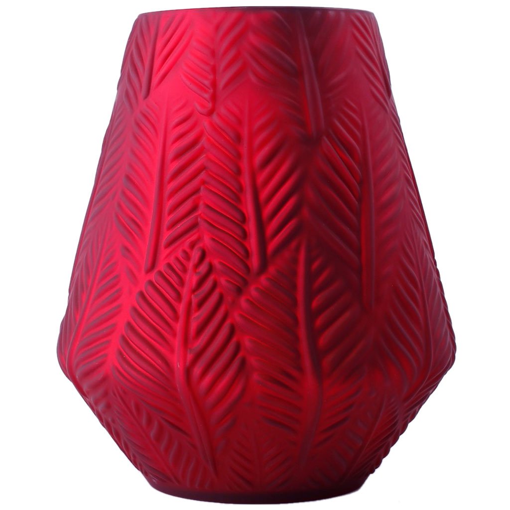 Red Glass Vase H:10in D:9in