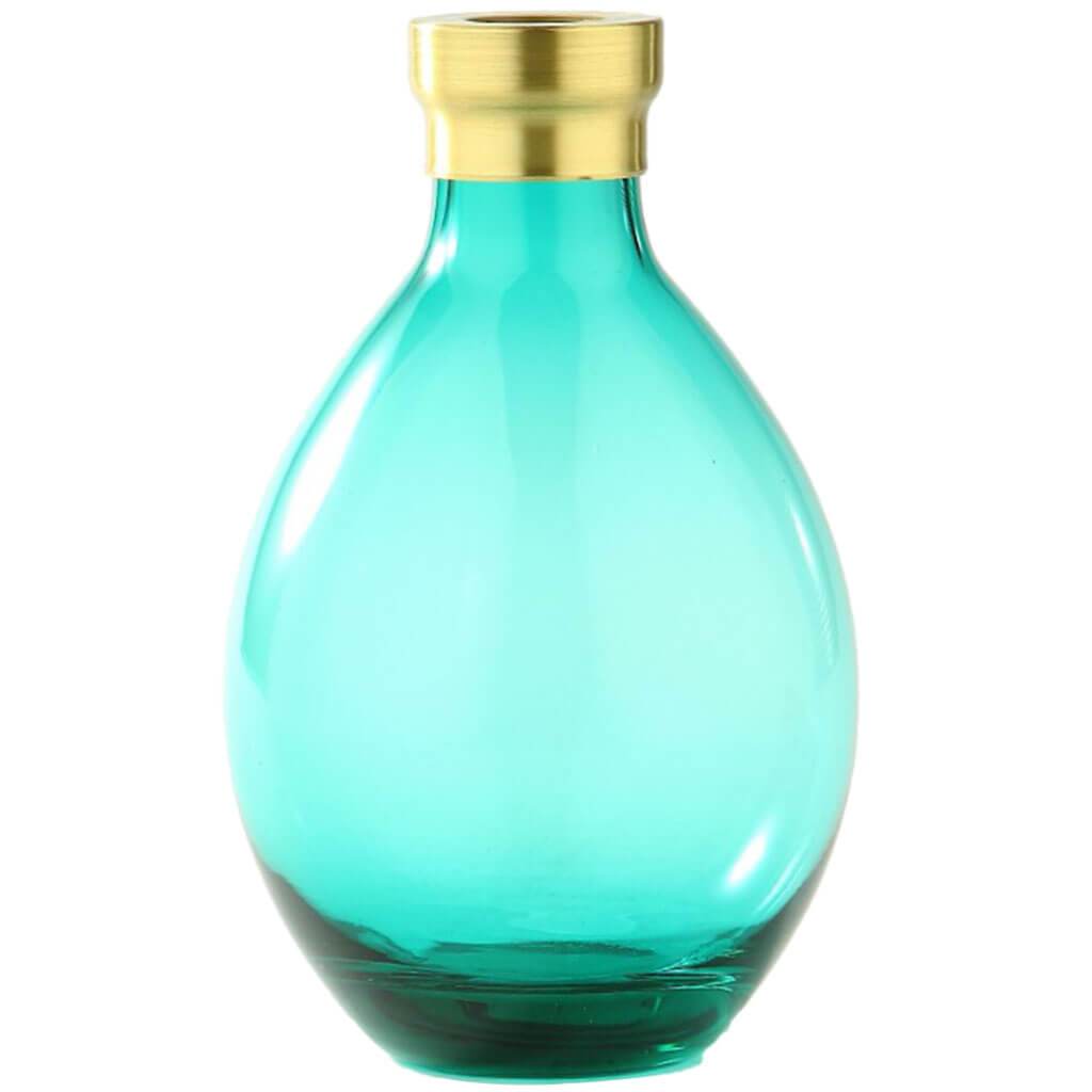 Green Glass Vase H:8in D:5in