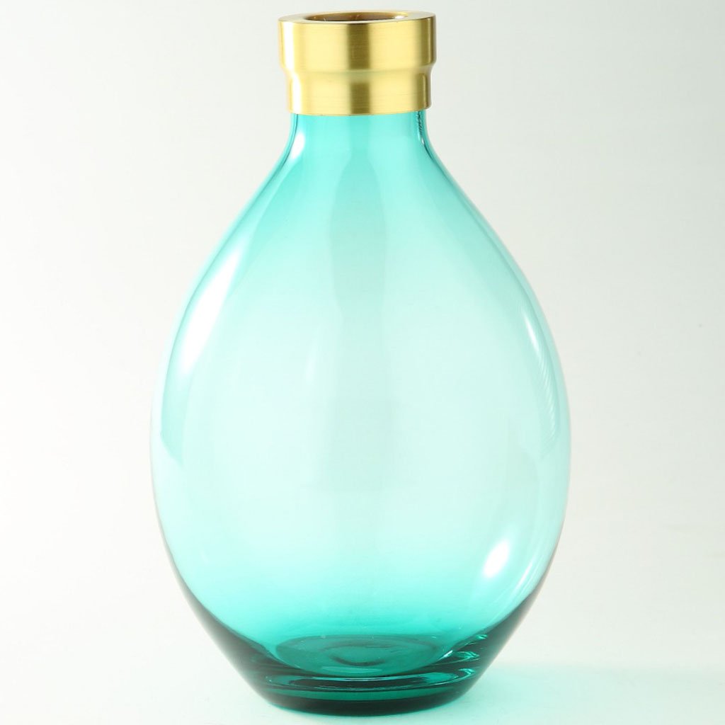 Green Glass Vase H:12in D:7.5in