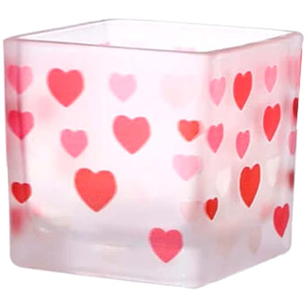 Hearts Square Vase, L:3in W:3in H:3in