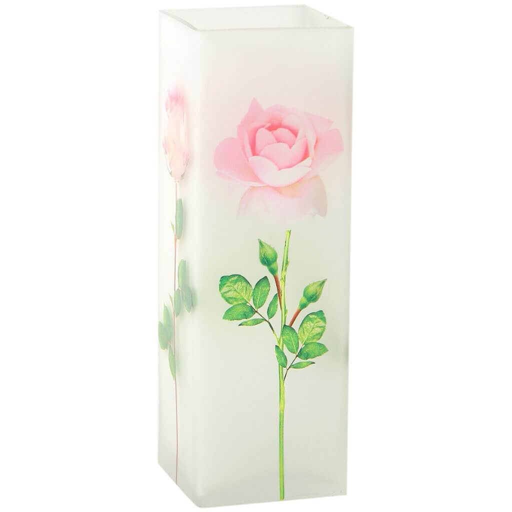 Square Glass Vase L:3.5in W:3.5in H:11in