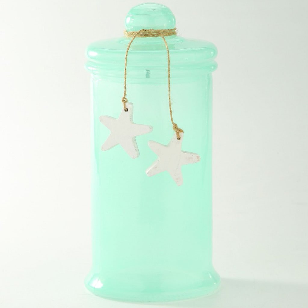 Mint Green Glass Jar with Lid H:10.5in D:5in