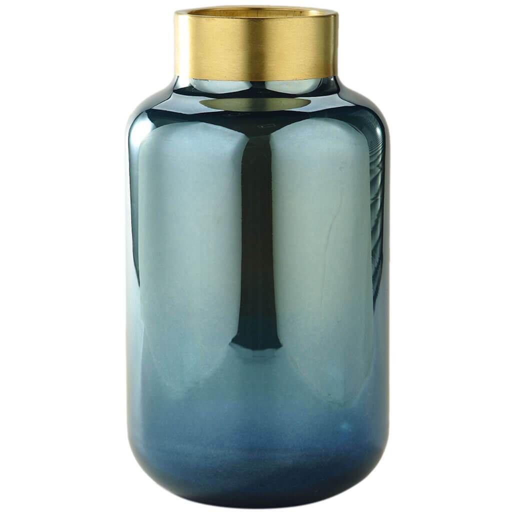 Blue Glass Vase H:12in D:6.5in