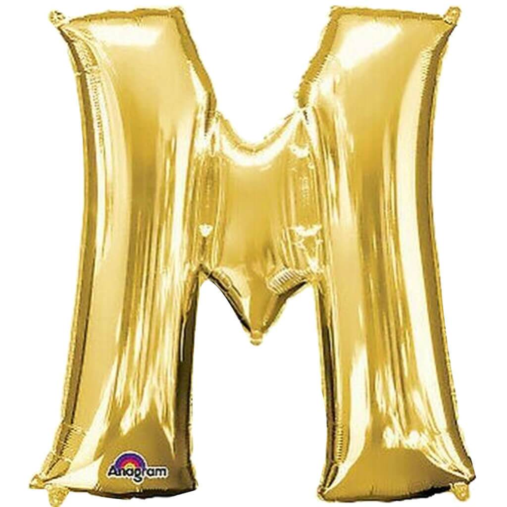 Mini Shape Foil Balloon Letter M 16in Gold