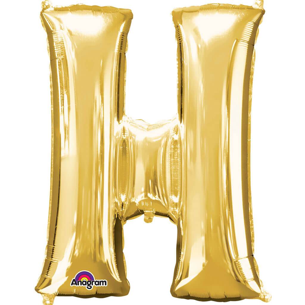 Mini Shape Foil Balloon Letter H 16in Gold