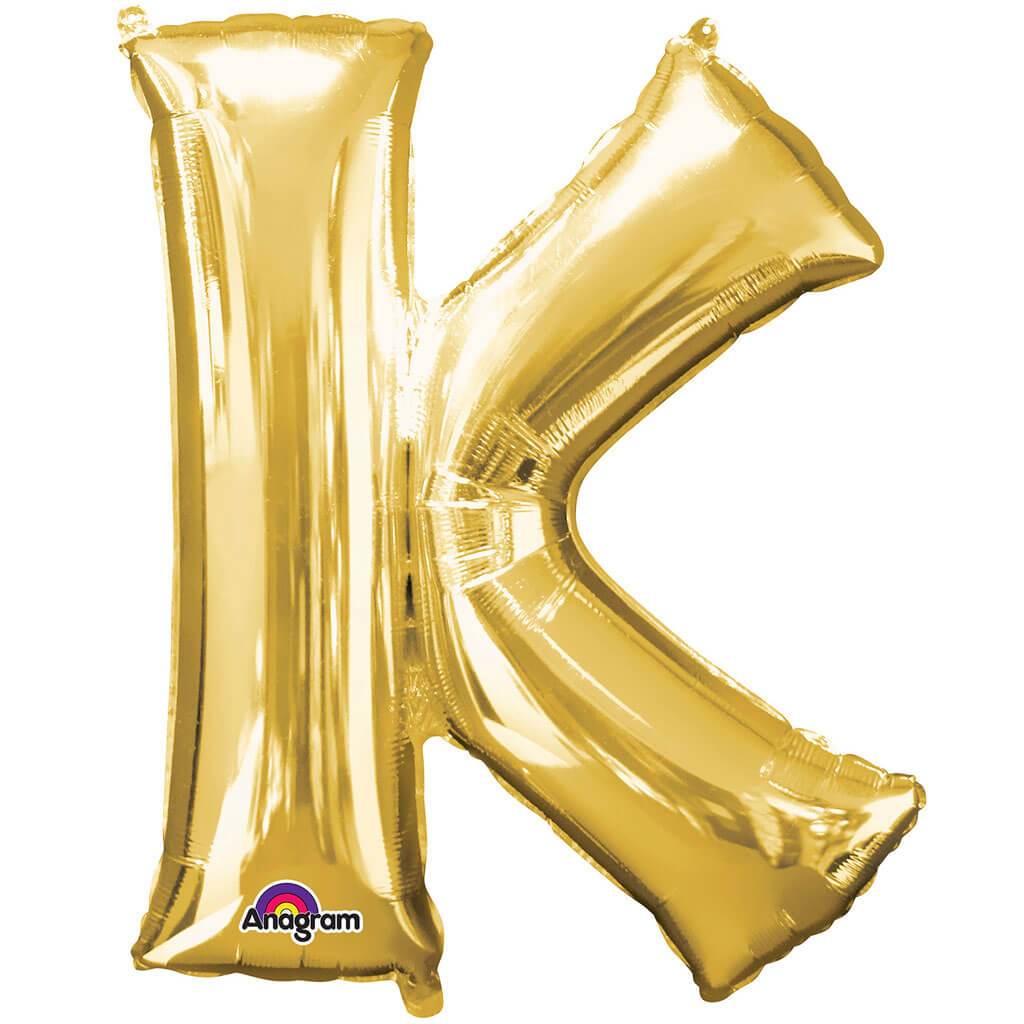 Mini Shape Foil Balloon Letter K 16in Gold