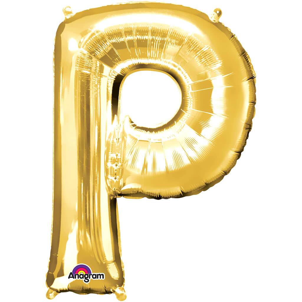 Mini Shape Foil Balloon Letter P 16in Gold