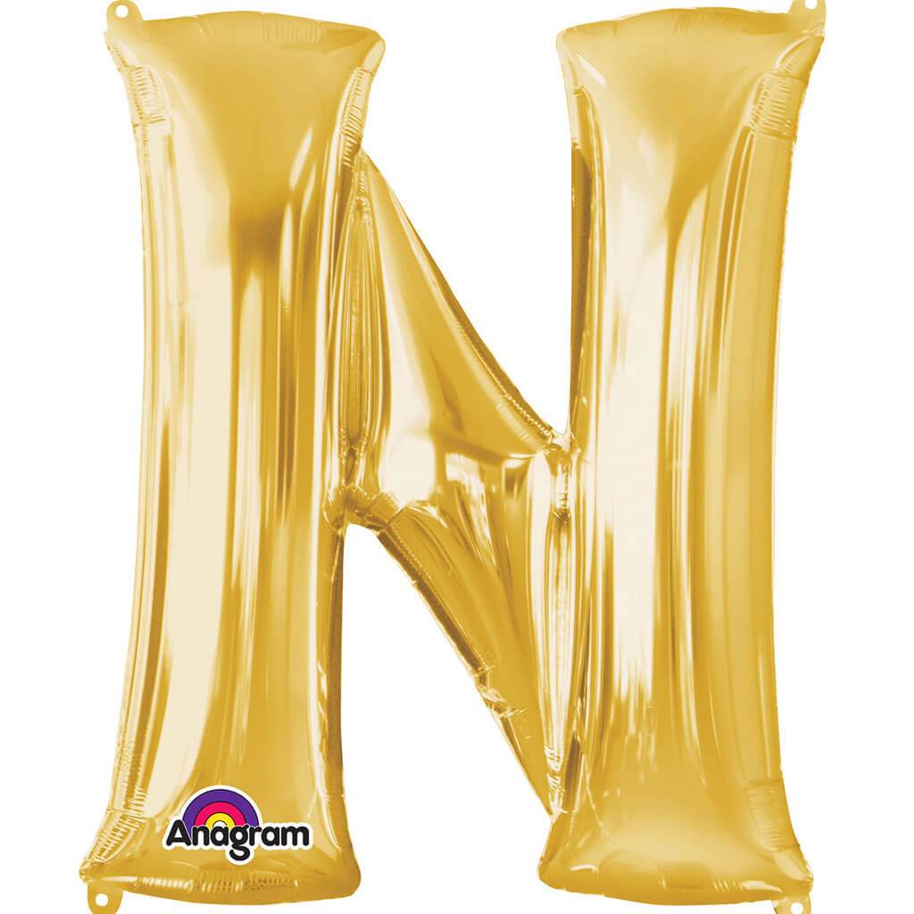 Mini Shape Foil Balloon Letter N 16in Gold