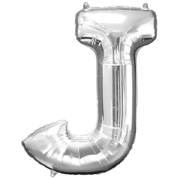 Mini Shape Foil Balloon Letter J 16in Silver