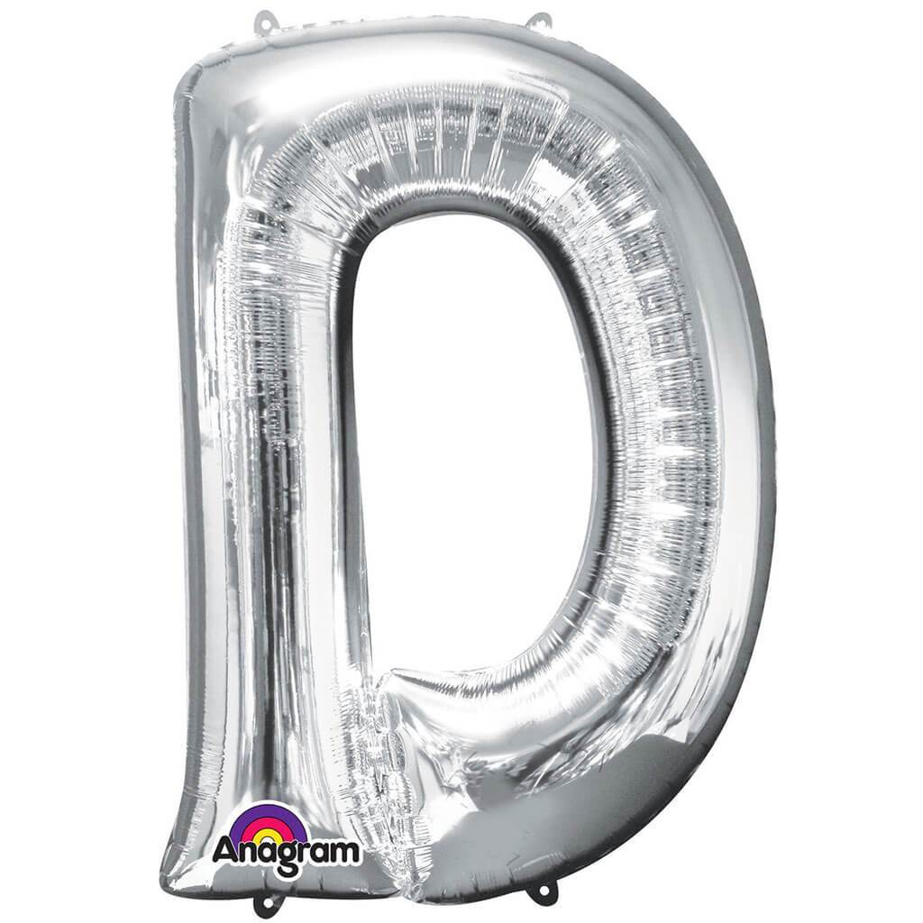 Mini Shape Foil Balloon Letter D 16in Silver