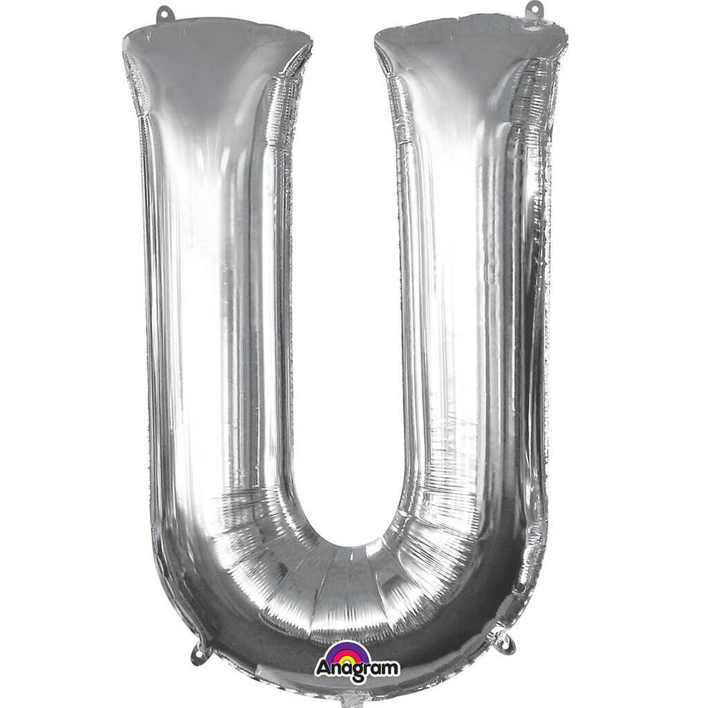 Mini Shape Foil Balloon Letter U 16in Silver