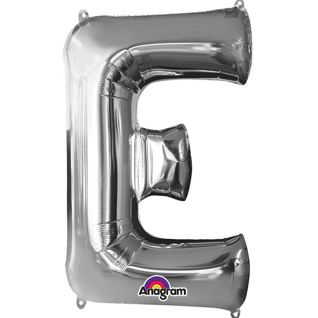 Mini Shape Foil Balloon Letter E 16in Silver