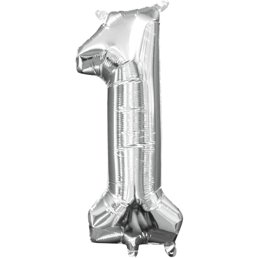 Mini Shape Foil Balloon Number 1 16in Silver