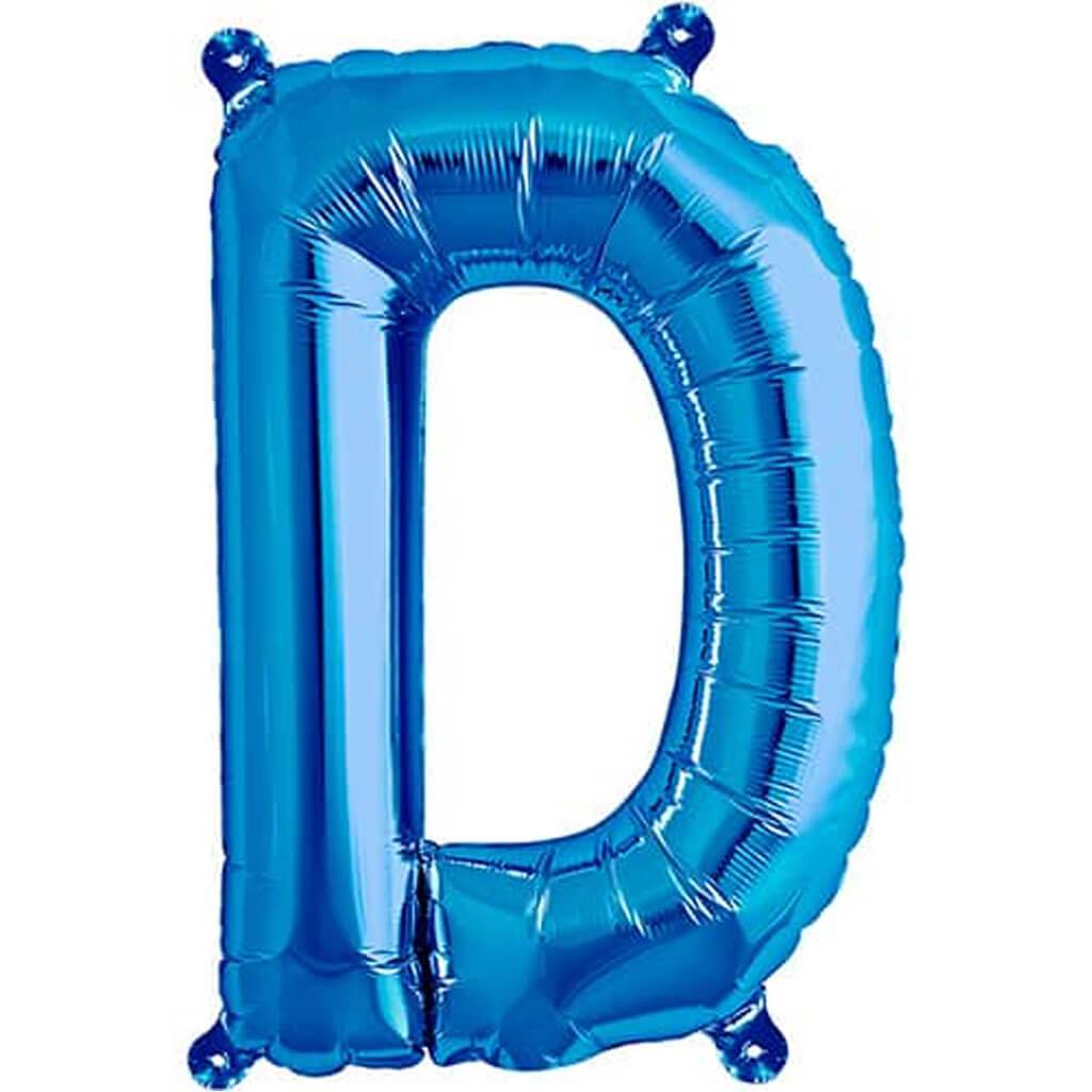 Mini Shape Foil Balloon Letter D 16in Blue