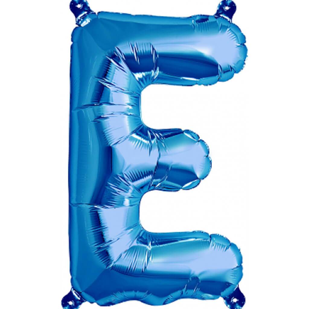 Mini Shape Foil Balloon Letter E 16in Blue