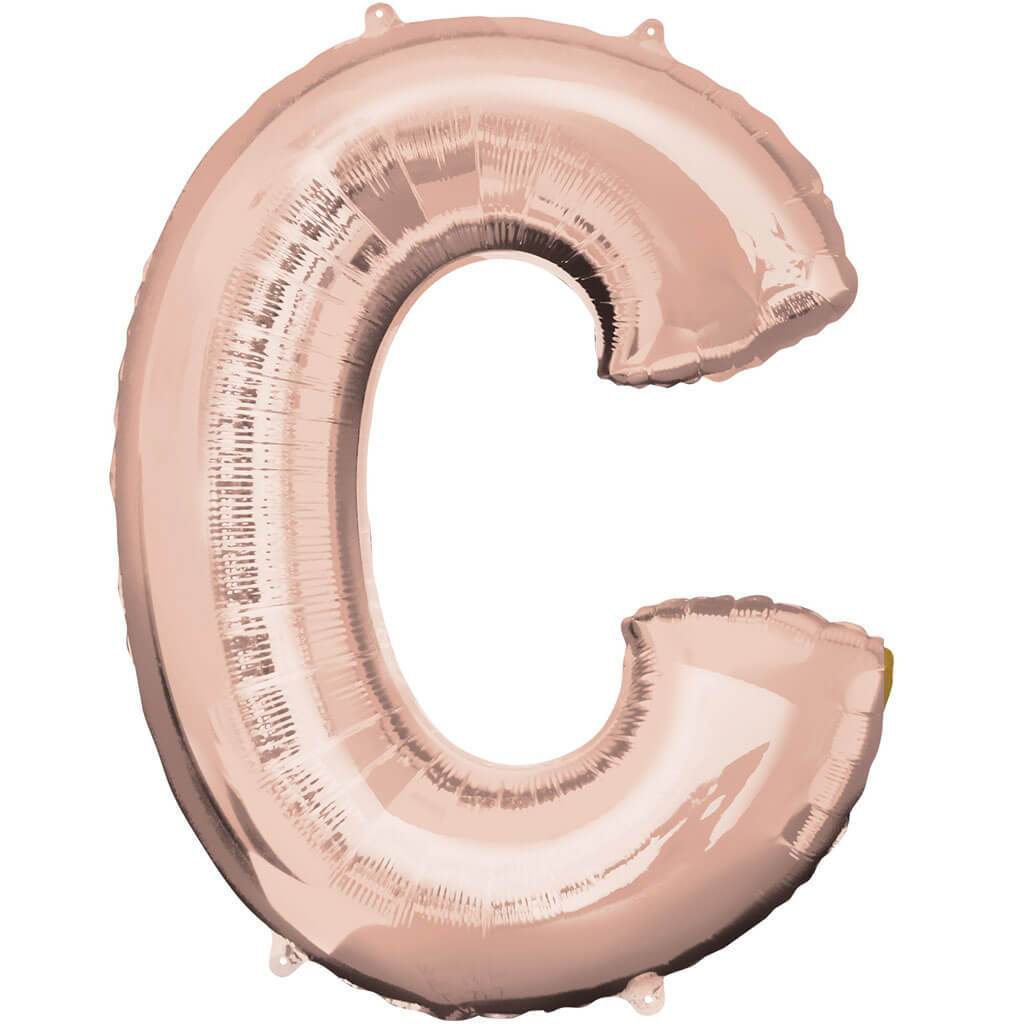 Mini Shape Foil Balloon Letter C 16in Rose Gold