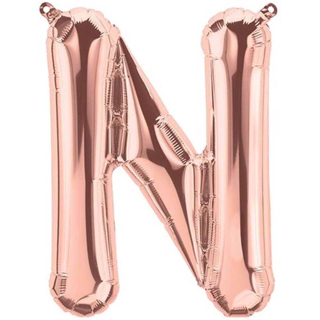Mini Shape Foil Balloon Letter N 16in Rose Gold