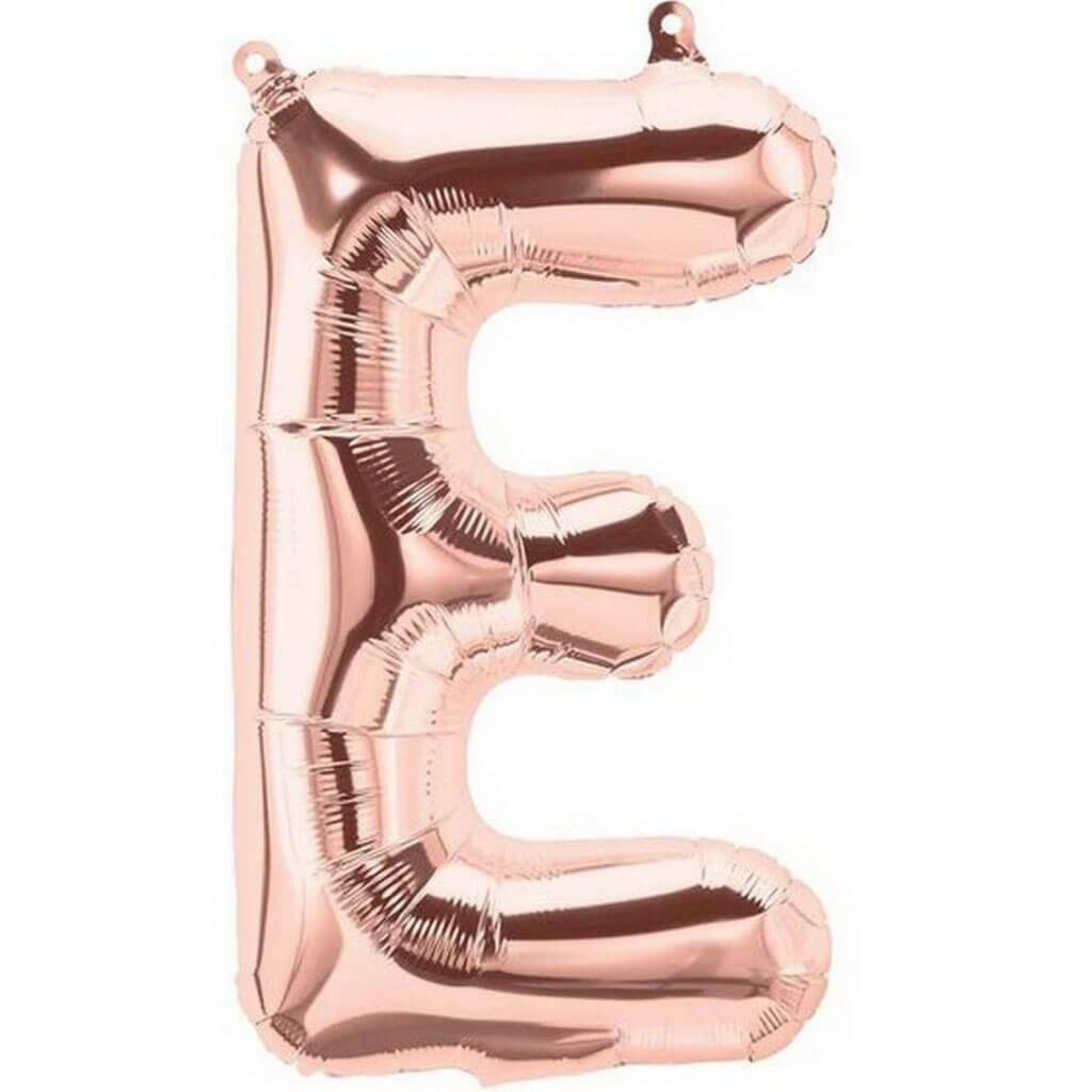 Mini Shape Foil Balloon Letter E 16in Rose Gold