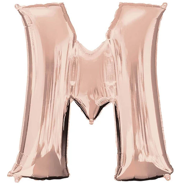 Mini Shape Foil Balloon Letter M 16in Rose Gold